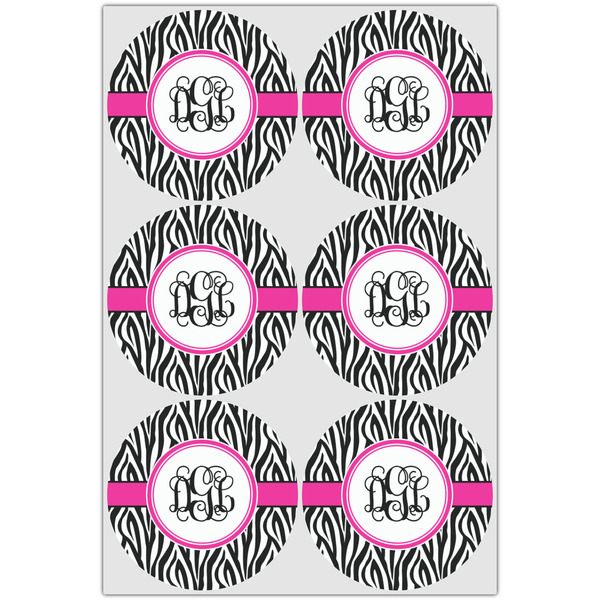 Zebra Print Icing Circle - Large - Set of 6