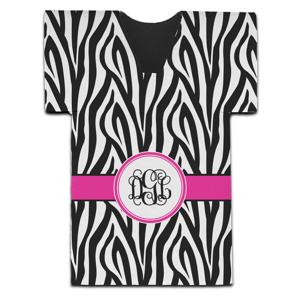 Zebra Print Jersey Bottle Cooler - Set of 4 - FRONT (flat)