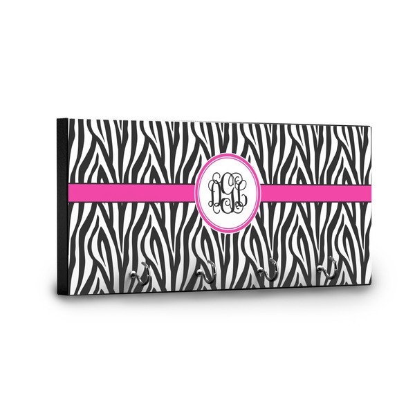 Zebra Print Key Hanger - Front View with Hooks