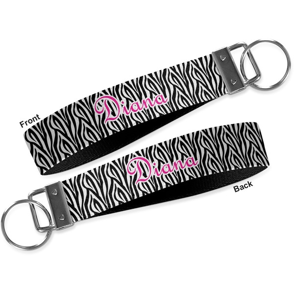 Zebra Print Key-chain - Metal and Nylon - Front and Back
