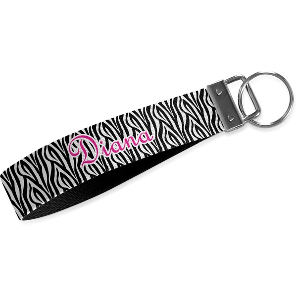 Custom Zebra Print Wristlet Webbing Keychain Fob (Personalized)