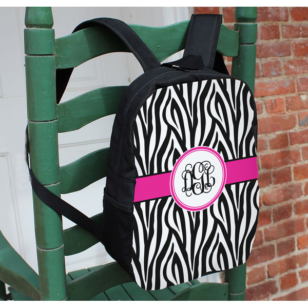 Zebra Print Kids Backpack - In Context