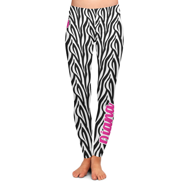 Custom Zebra Print Ladies Leggings - Large (Personalized)