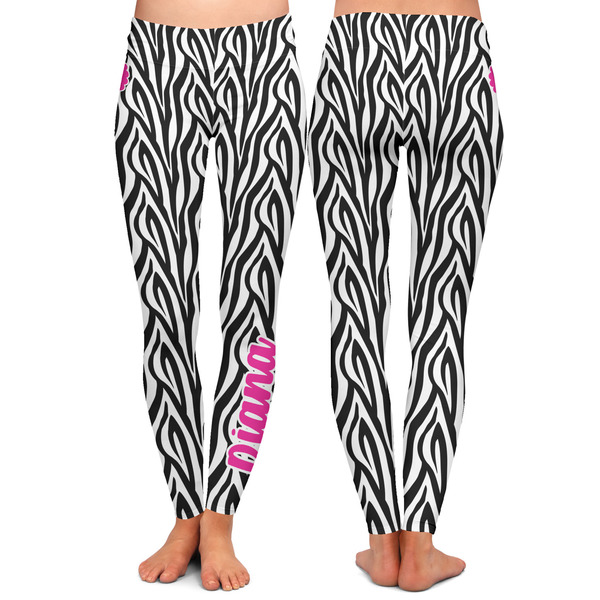 Zebra Print Ladies Leggings - Front and Back