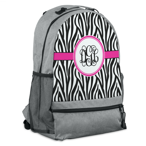 Custom Zebra Print Backpack - Grey (Personalized)