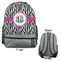 Zebra Print Large Backpack - Gray - Front & Back View