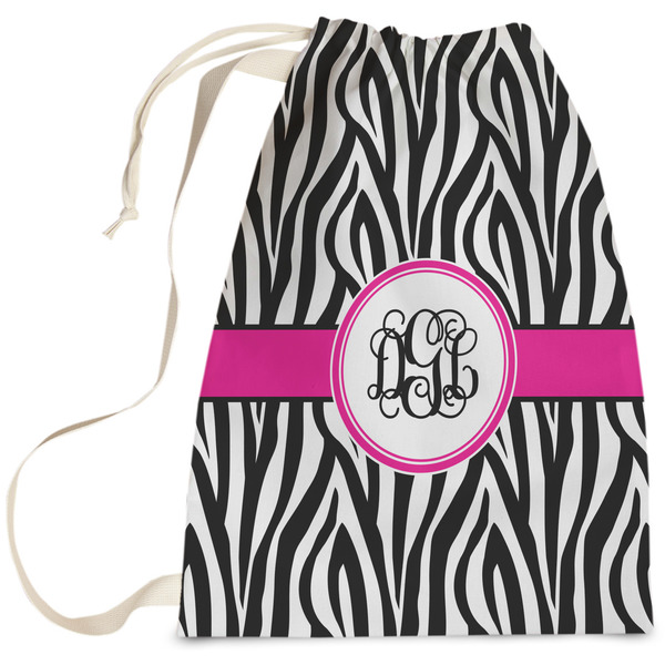Custom Zebra Print Laundry Bag - Large (Personalized)