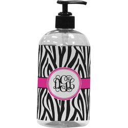 Zebra Print Plastic Soap / Lotion Dispenser (16 oz - Large - Black) (Personalized)