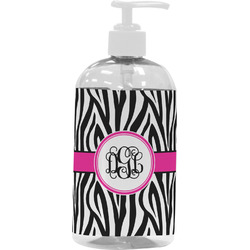 Zebra Print Plastic Soap / Lotion Dispenser (16 oz - Large - White) (Personalized)