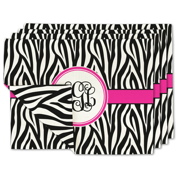 Custom Zebra Print Linen Placemat w/ Monogram