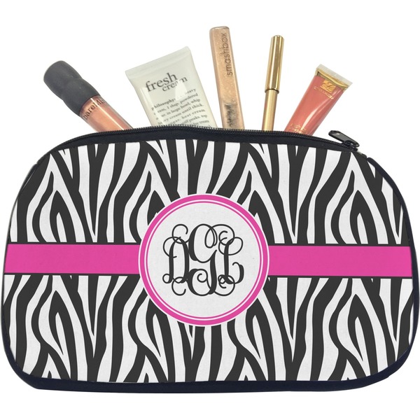 Custom Zebra Print Makeup / Cosmetic Bag - Medium (Personalized)