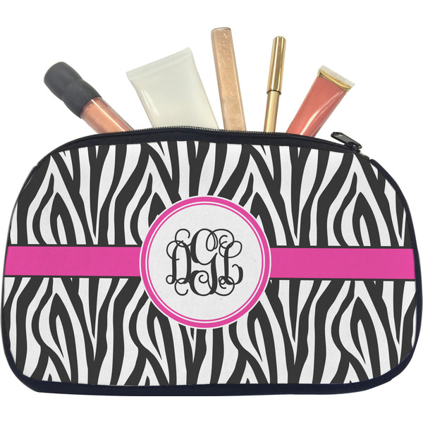 Custom Zebra Print Makeup / Cosmetic Bag - Medium (Personalized)
