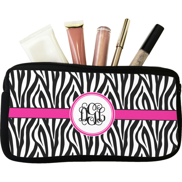 Custom Zebra Print Makeup / Cosmetic Bag - Small (Personalized)
