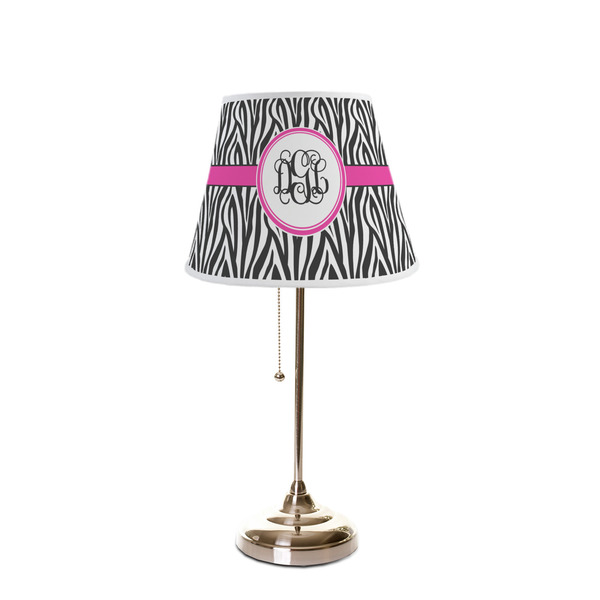 Zebra Print Poly Film Empire Lampshade - On Stand