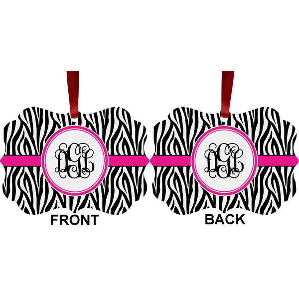 Zebra Print Metal Benilux Ornament - Front and Back (APPROVAL)