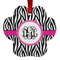 Zebra Print Metal Paw Ornament - Front