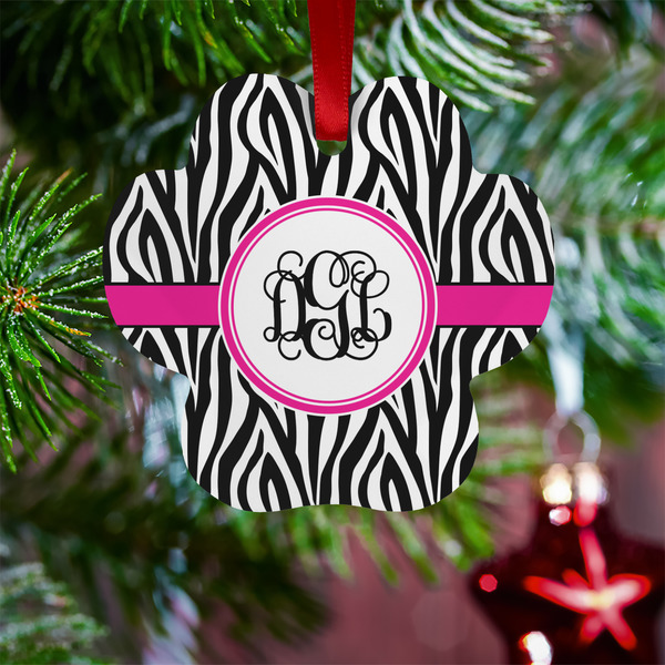 Zebra Print Metal Paw Ornament - Lifestyle