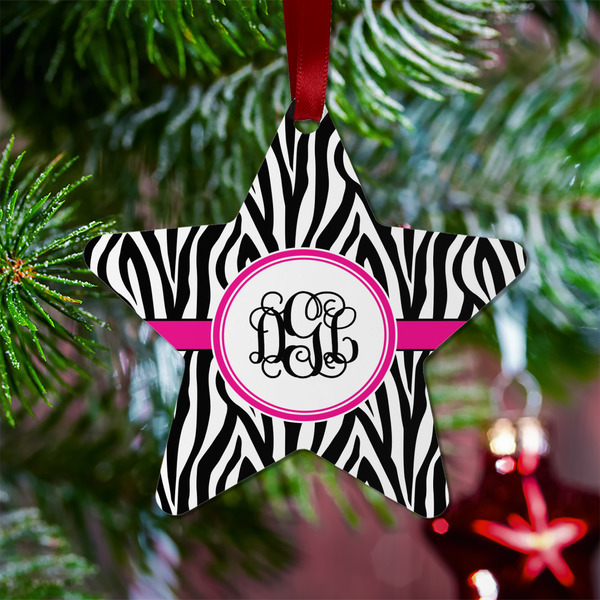 Zebra Print Metal Star Ornament - Lifestyle