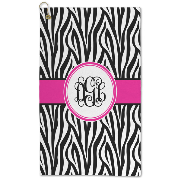 Custom Zebra Print Microfiber Golf Towel - Large (Personalized)
