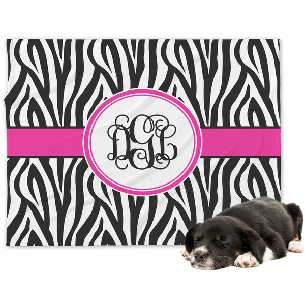 Custom Zebra Print Dog Blanket - Large (Personalized)