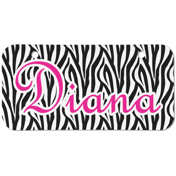 Custom Zebra Print Mini/Bicycle License Plate (2 Holes) (Personalized)