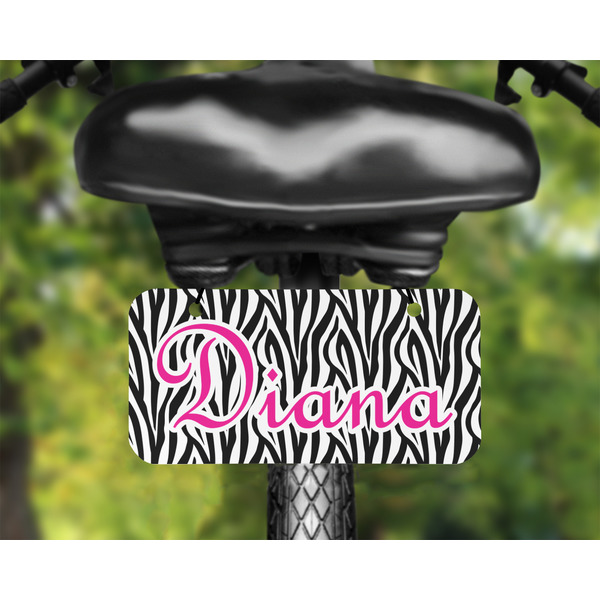 Zebra Print Mini License Plate on Bicycle - LIFESTYLE Two holes