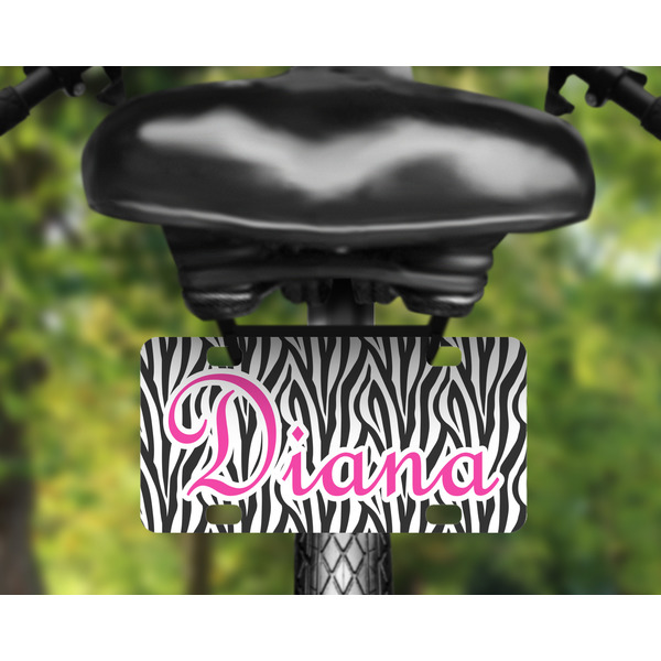 Zebra Print Mini License Plate on Bicycle