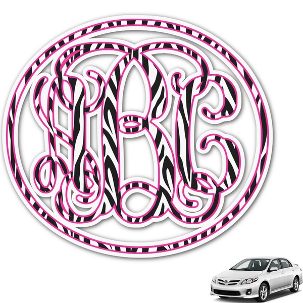 Custom Zebra Print Monogram Car Decal (Personalized)