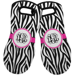 Zebra Print Neoprene Oven Mitts - Set of 2 w/ Monogram