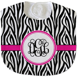 Zebra Print Velour Baby Bib w/ Monogram