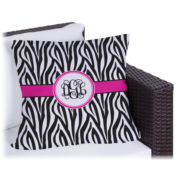 Custom Zebra Print Outdoor Pillow - 18" (Personalized)