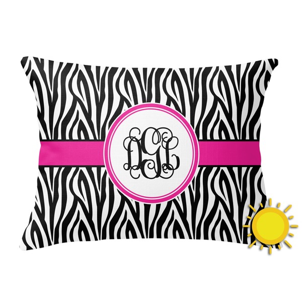 Custom Zebra Print Outdoor Throw Pillow (Rectangular) (Personalized)