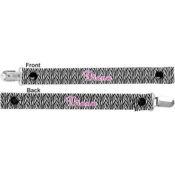 Zebra Print Pacifier Clip - Front and Back