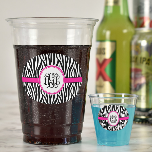 Zebra Print Party Cups - 16oz - In Context