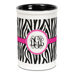 Zebra Print Ceramic Pencil Holders - Black