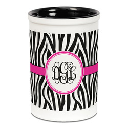 Zebra Print Ceramic Pencil Holders - Black