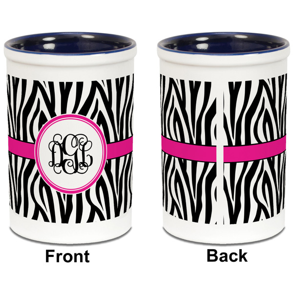 Zebra Print Pencil Holder - Blue - approval