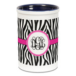 Zebra Print Ceramic Pencil Holders - Blue
