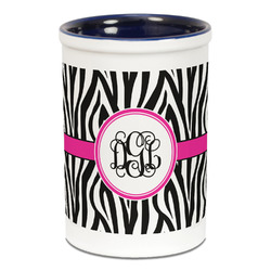 Zebra Print Ceramic Pencil Holders - Blue