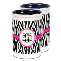 Zebra Print Ceramic Pencil Holder - Large