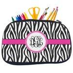 Zebra Print Neoprene Pencil Case - Medium w/ Monogram