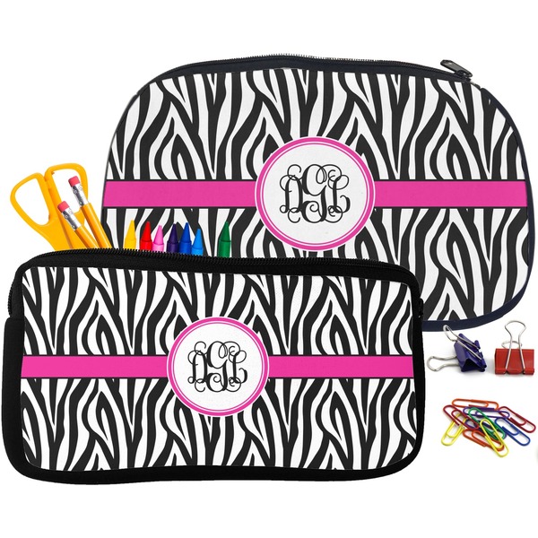 Zebra Print Pencil / School Supplies Bags Small and Medium
