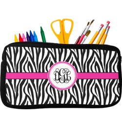 Zebra Print Neoprene Pencil Case - Small w/ Monogram