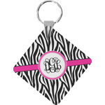 Zebra Print Diamond Plastic Keychain w/ Monogram