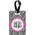 Zebra Print Plastic Luggage Tag - Rectangular w/ Monogram