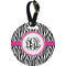 Zebra Print Plastic Luggage Tag - Round (Personalized)