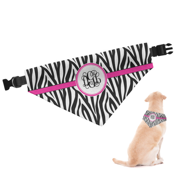 Custom Zebra Print Dog Bandana - Large (Personalized)
