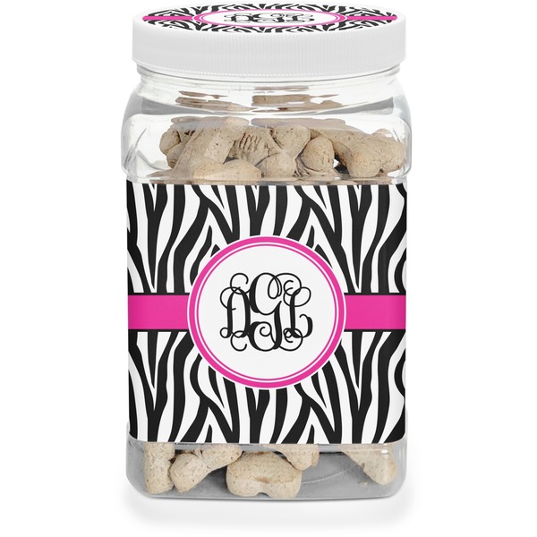Custom Zebra Print Dog Treat Jar (Personalized)