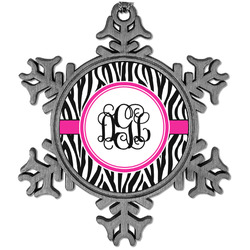 Zebra Print Vintage Snowflake Ornament (Personalized)