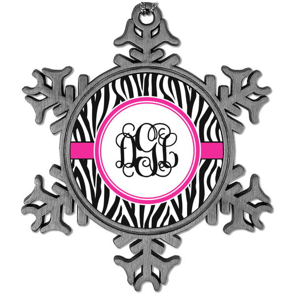 Custom Zebra Print Vintage Snowflake Ornament (Personalized)